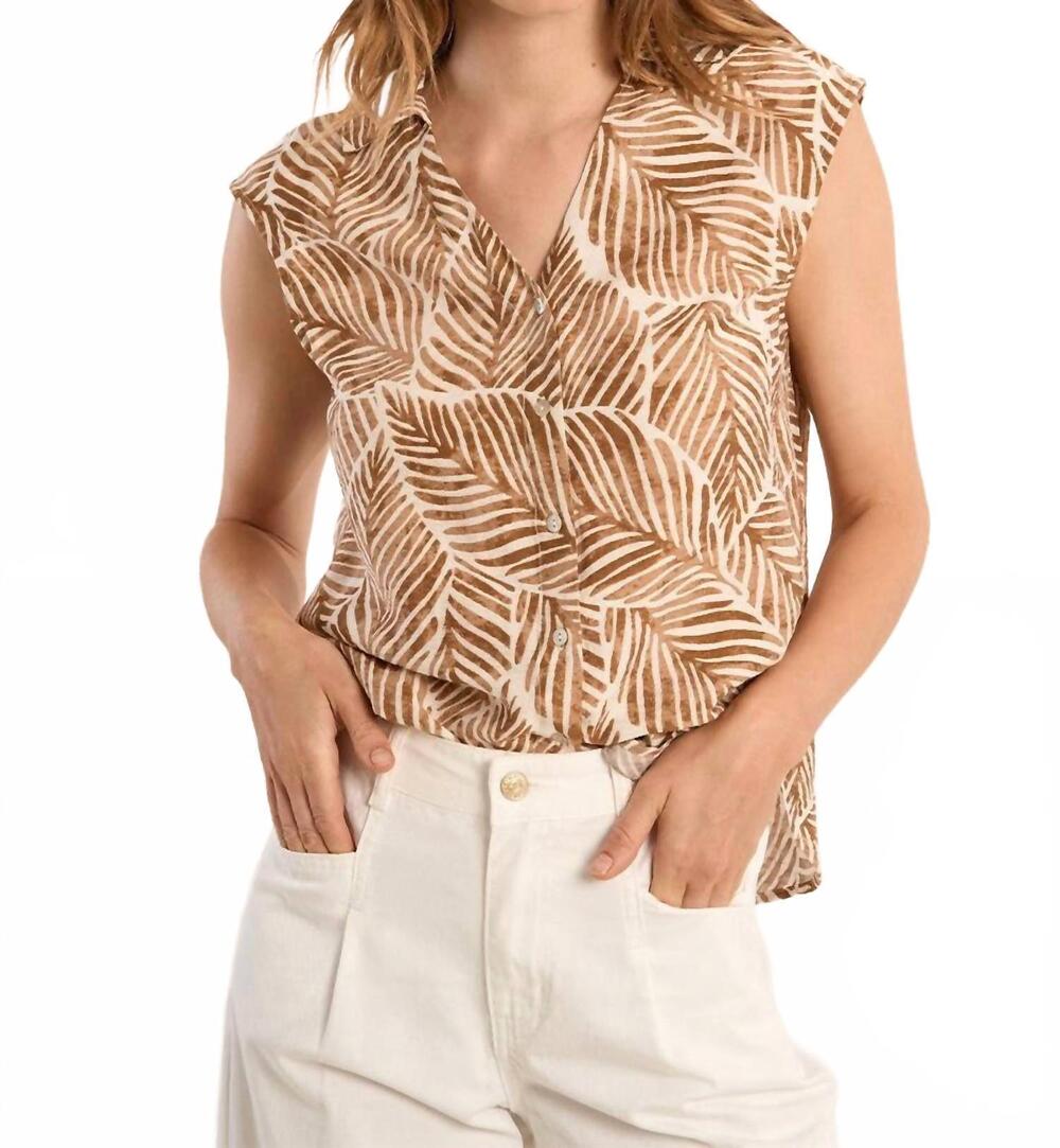 NEW MOLLY BRACKEN mathilde woven top in camel